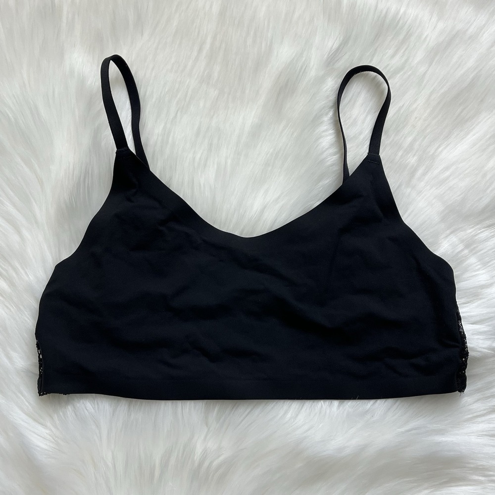 Victorias Secret‎ Bra Women L Black Bralette Unlined Lace Back Lounge Comfort